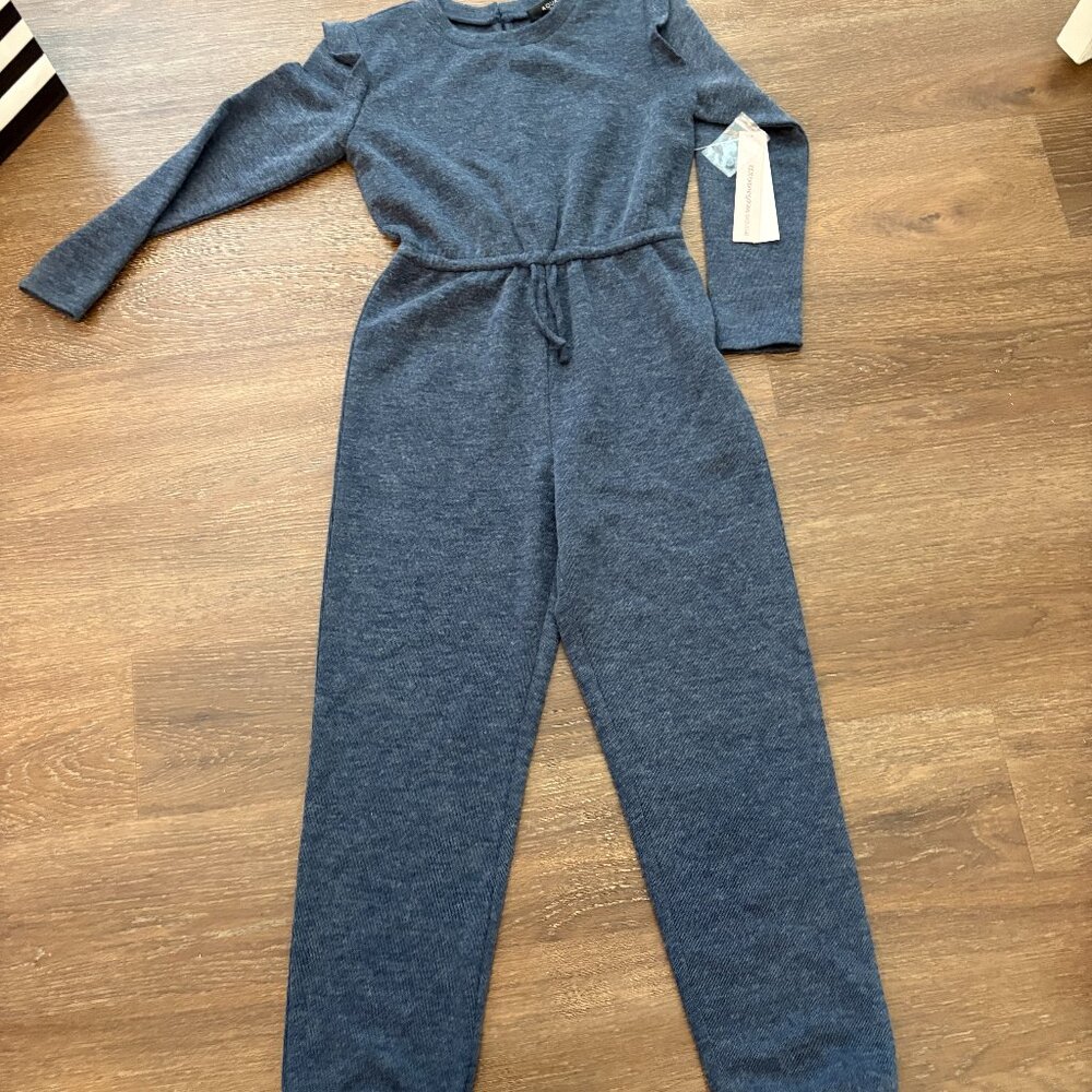 Aqua sweatsuit ruffle sleeve jumpsuit NWT Girls M/10
